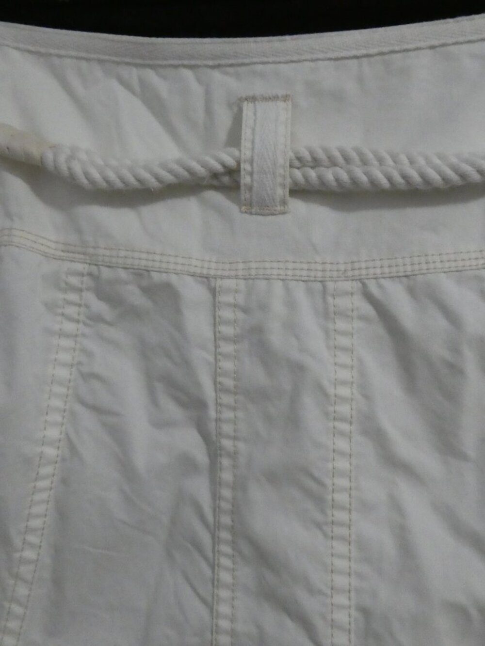 CONTEMPORAINE By SIMONS White Cotton A-Line Skirt with Braided Belt - Size 12 - Picture 11 of 15